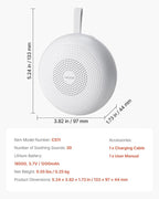 VEVOR Sound Machine, 30 Soothing Sleep Sounds, 3-in-1 Portable and Hangable White Noise Sound Machine with Auto-Off Timer, Soft Ring Light and Memory Function, for Baby, Adults, Home, Office & Travel