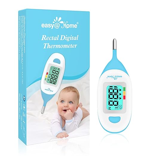 Easy@Home Baby Rectal Thermometer with Fever Indicator - Perfect Newborn & Infant Digital Thermometer with LCD Display Reading Body Temperature-Kid and Baby Item with Accurate Fast Reading - EMT-027