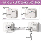 Child Proof Door Lock with Adjustable Strap, 3M Adhesive Safety Locks for Baby & Pets, No Tools Needed 2 Pack
