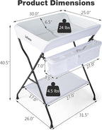 INFANS Baby Changing Table, Folding Diaper Station Portable Nursery Organizer with Safety Belt and Large Storage Racks for Newborn Baby and Infant (White)