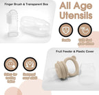 Baby Led Weaning Supplies, 17 Piece BPA-Free Silicone Feeding Set, Eating Essentials Baby Utensils with Suction Plate and Bowl, Pocket Bib, Sippy Cup with Lid, for 6+ Months, Beige