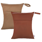 ALVABABY 2pcs Cloth Diaper Wet Dry Bags Waterproof Reusable with Two Zippered Pockets Travel Beach Pool Daycare Soiled Baby Items Yoga Gym Bag for Swimsuits or Wet Clothes 2LM06