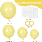 RUBFAC 129pcs Pastel Yellow Balloons Different Sizes 18 12 10 5 Inches Light Yellow Balloons for Happy Birthday Wedding Anniversary Baby Shower Easter Garland Arch Party Decoration