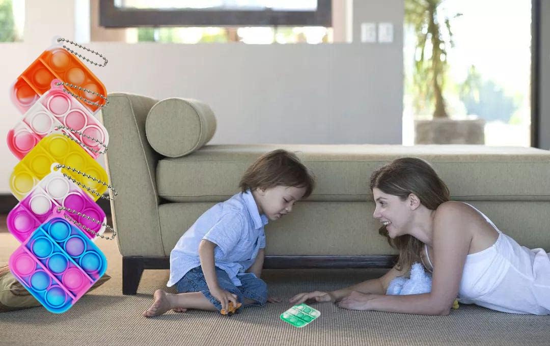 60 Pcs Tie Dye Squeeze Pop Bubble Simple Fidget Sensory Toys, Keychain Wrap Small Pop Bulk Classroom Prizes Relieve Anxiety Stress Toy for Kids Adult