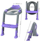 Potty Training Seat with Step Stool Ladder, SKYROKU Potty Training Toilet for Kids Boys Girls Toddlers - Comfortable Safe Potty Seat with Anti-Slip Pads Ladder Grey Purple
