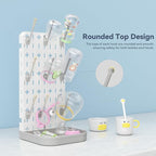 Baby Bottle Drying Rack Bottle Dryer Rack for 12 Bottle Drying Rack Space Saving Kitchen Countertop Vertical Cup Drainer Rack Detachable Baby Bottle Holder Storage Organizer Pump Part Dryer Rack Grey