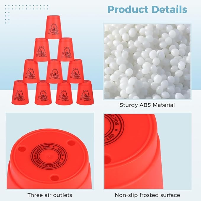 yeesport Sport Stacking Cups, 24pcs Sports Stacking Cups Sport Training Game for Challenge Competition Travel Party Gift for Kids and Adults (Blue & Red)