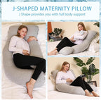 Chilling Home Pregnancy Pillow, Full Body Maternity Pillow for Pregnant Women, 63 inch Comfort U Shaped Pillow with Removable Washable Cover Cooling Jersey - Grey