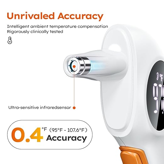Baby Thermometer for Infants, No-Touch Forehead and Ear Thermometer with Fever Alarm, Fast Accuracy Digital Thermometer for Adults and Kids, 3 Age Modes, Object Modes