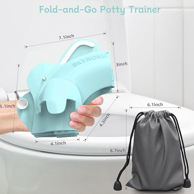SKYROKU Foldable Kids Toilet Seat – Portable & Anti-Slip Travel Potty Training Seat for Toddlers,Safety material Baby Toilet Seat, Easy Clean & Compact for Home, Daycare, Grandparents House (Ages 2-6)