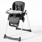 High Chair, Foldable High Chairs for Babies and Toddlers with Removable Tray, Height Adjustable Feeding Chair, Adjustable Backrest and Footrest, Black
