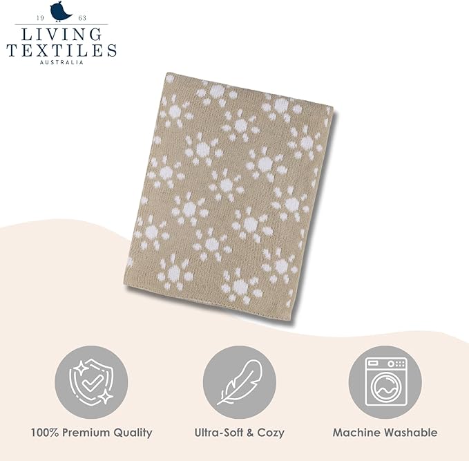 Living Textiles Chenille Knitted Blanket - Taupe Sun Flower