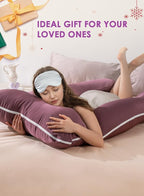 QUEEN ROSE Pregnancy Pillow, Maternity Body Pillow for Sleeping, U Shaped Pillow for Body Support Sleeping, Silky Satin Cover, Purple