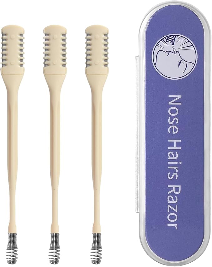 2-in-1 Nasal Hair Cutter for Women,3pcs Double Sided Nasal Hair Cutter,Nostril Hair Remover Tool, 360° Rotating Nose Hair Trimmer with Ear Digger for Men and Women Manual Nose Hair Trimmer