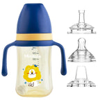 Qshare Sippy Cups For Toddlers, Weighted Straw Learner Cup with Handle for Babies, Water Bottle for Baby 6 Months with 3 Type of Spout, 8 Ounce (Yellow)