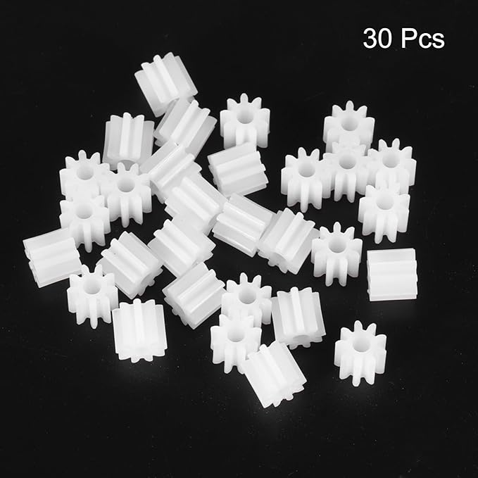 MECCANIXITY 30 Pcs Plastic Gears 9 Teeth Plastic Motor Gear Model 92A Reduction Gear for RC Car Model DIY Robot (White, Module 0.5)