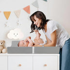 Baby Changing Pad, Waterproof & Wipeable Vegan Leather Diaper Changing Mat 31" x 16", Comfortable Soft Standard Size Infant Diaper Mat for Dresser and Table, Taupe (Grey)