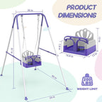 Taleco Gear Foldable Toddler Swing Set, Indoor & Outdoor Baby Swing, Kids Swing Set for Backyard, Safe and Durable Design, Grow with Your Child (Purple)