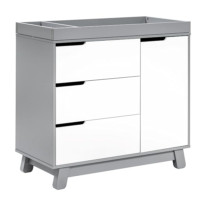 Babyletto Hudson 3-Drawer Changer Dresser with Removable Changing Tray in Grey and White, Greenguard Gold Certified