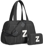 Friend Gifts-Women Duffle Bag with Initial, Personal Item Travel Bags，Gym Bag with Wet Pocket，Lightweight Travel Bags Personalized Tote with Makeup Pouch