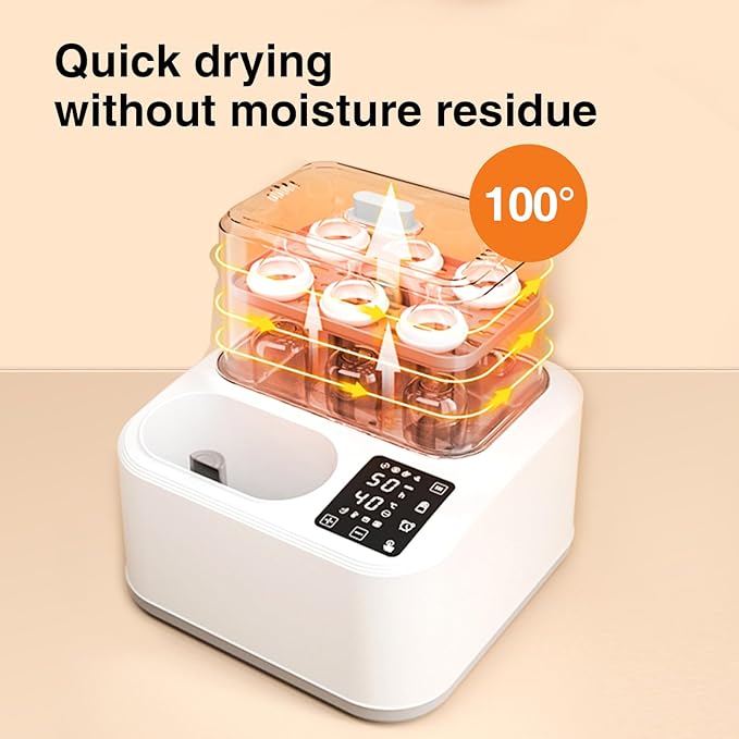 Baby Bottle Warmer,8-in-1 Smart Fast Baby Milk Warmer with LCD Timer for Breastmilk or Formula, Accurate Temperature Control, with Defrost, Sanitizer and Dryer, Keep, Heat Baby Food Jars