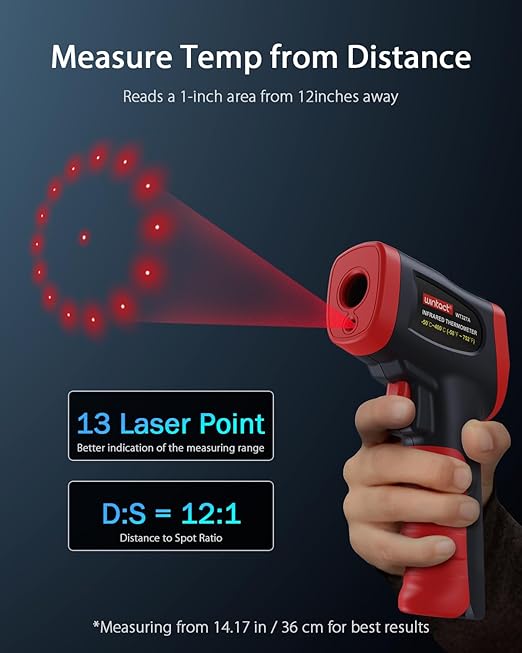 Wintact Infrared Temperature Thermometer Gun, Digital Non-Contact Laser Temp Gun Measuring Surface & Ambient Temperature for Kitchen Cooking Food Pizza Oven Grill Meat -58℉ to 752℉