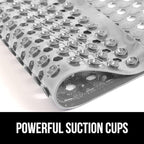 GORILLA GRIP Patented Square Shower Stall Mat, Small Bathtub Floor Mats for Stand Up Showers, Suction Cups and Drainage Holes, Machine Wash, Soft on Feet, Bathroom Accessories 21x21 Inch, Gray Opaque