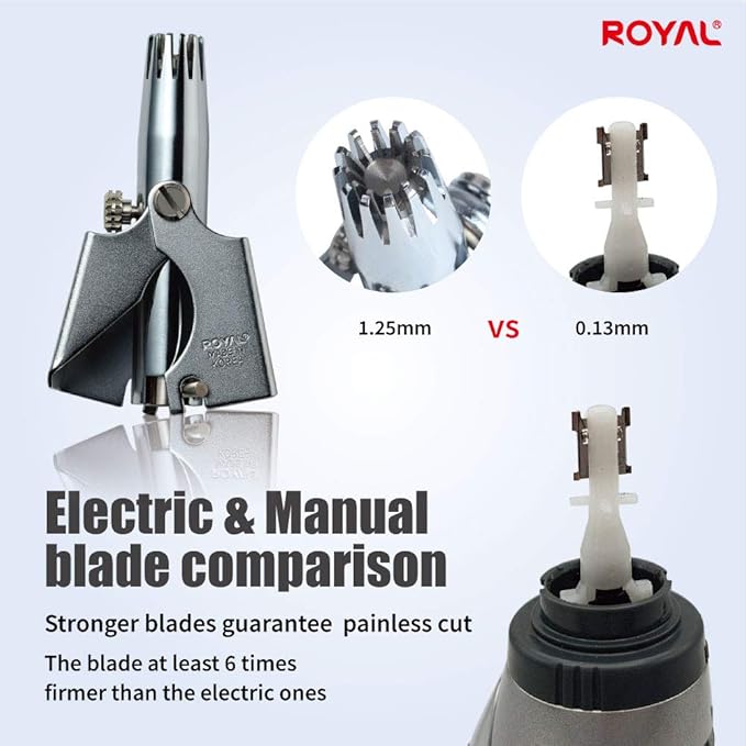 ROYAL [Made in Korea] Nose Hair Trimmer for Men Birdie, Manual, Battery-Free, Waterproof, Painless with Twelve Dual-Edged Blades, Patented Mechanism ET-4