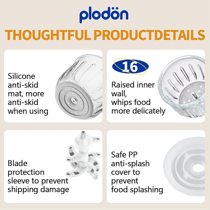 Baby Food Maker Mini Cute and Small Food Processor Puree Blender Grinder Chopper 1.2 Cup Glass Bowl with 6 Blade Electric (Spaceman-White(One Bowl))