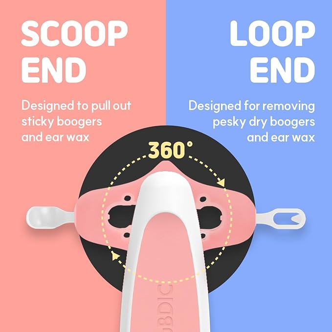 HubiBaby 3 in 1 Baby Nose Cleaning Tweezer Booger Remover and Baby Ear Wax Removal Tool with Soft Silicone Dual Ear Wax and Safe Nasal Picker for Newborns Infants & Toddlers (Pink)