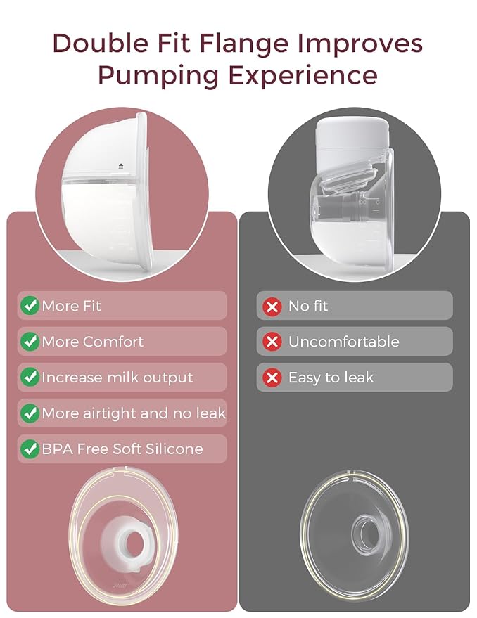 Momcozy M5 Hands-Free Wearable Breast Pump, Double-Sealed Flange for Baby-Like Comfort, 3 Modes & 9 Suction Levels, Portable Electric Pump – 24mm, 1-Pack Quill Gray