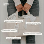 Parker Baby Rope Diaper Caddy Organizer - Nursery Storage Bin and Car Organizer for Diapers and Baby Wipes - Diaper Organizer for Baby Essentials, Baby Shower Gifts - White