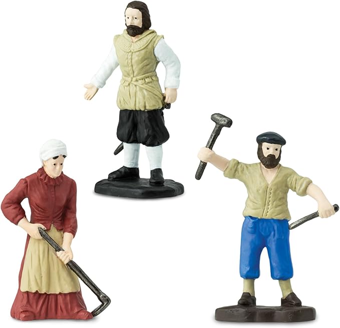 Safari Ltd. Jamestown Settlers TOOB - 10 Figurines: Sailor, Gardener, Blacksmith, Settlers, John Smith, Chicken, Pig, Cannon - Educational Toy Figures For Boys, Girls & Kids Ages 3+