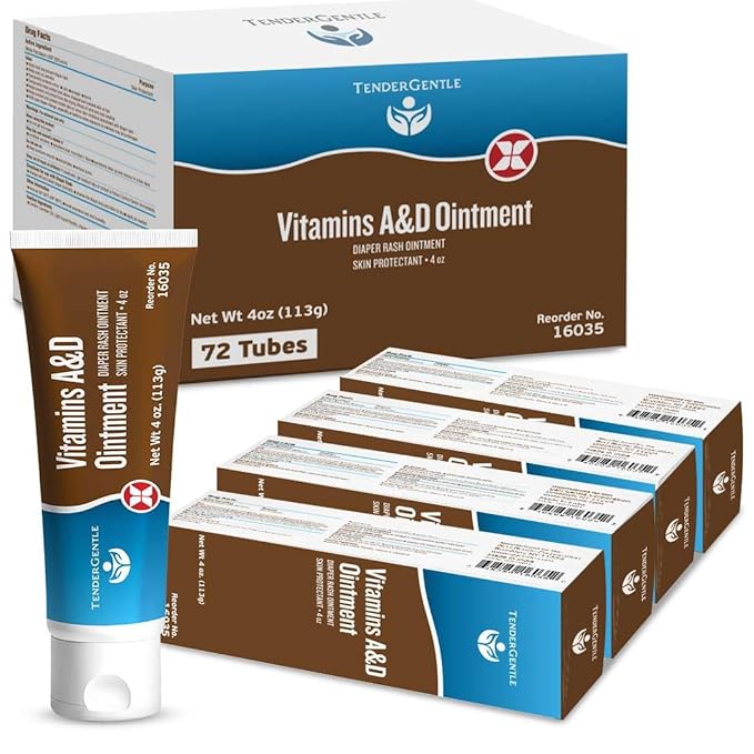 Vitamin A&D Ointment for Baby Diaper Rashes - 4 oz Tube, Case of 72 - A and D Ointment for Adults, Seniors, and Babies