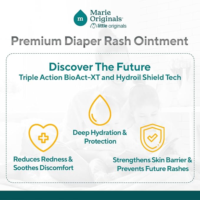 Marie Originals Premium Diaper Rash Ointment - Triple Action Diaper Rash Cream for Baby - Soothes and Moisturizes Dry Cracked Skin with Vitamin E, Coconut Oil, and Zinc Oxide diaper cream - 8 oz