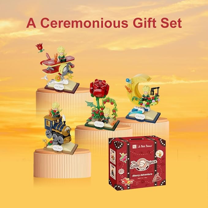 PANTASY Le Petit Prince Building Block Set Adults & Kids Collectible Brick Model,Rose,Train,Moon & Airplane Figures,Le Petit Prince Creative DIY Building Toys Gift for Fans of Stories