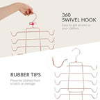 ZEDODIER 3 Pack Tank Top Hanger Space Saving, Bra Hangers for Closet Organizer, Hanging Bra Organizer Tank Tops Holder with 24 Hooks, Closet Organizers and Storage Small Space Solutions, Rose Gold