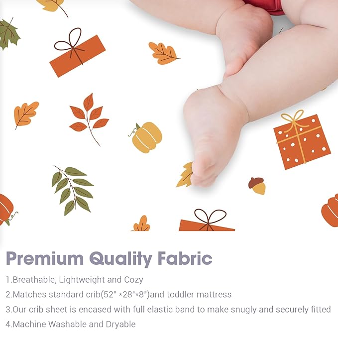 Bimocosy Crib Sheets for Boys Girls, Fitted Crib Sheet 4 Pack for Standard Crib and Toddler Mattresses, Super Soft Breathable Microfiber Baby Sheet 28"x 52", Dinosaur/Leaves/Khaki/Beige