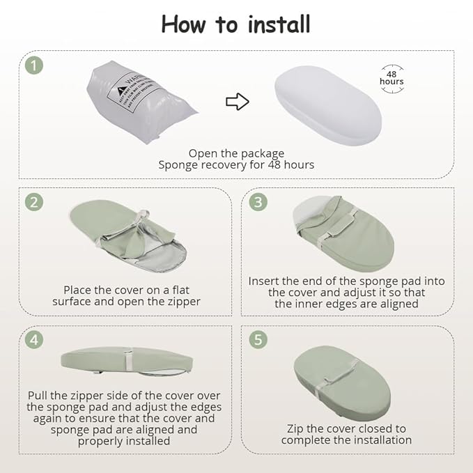 COMOMY Baby Changing Pad with Wipeable & Waterproof PU Cover, Contoured Diaper Changing Pad for Dresser with Non-Slip Safety Belt, Portable and Lightweight, Large Cushioned Foam, Green