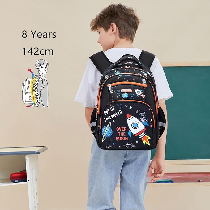 Cusangel Backpack for Boys Girls School Bookbags,Kindergarten Elementary Middle School Lightweight Waterproof Multifunctional Large Capacity for Backpack (16 inch Space Fun Prints)