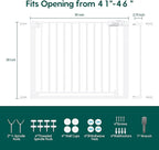 BABELIO Baby Gate for Doorways and Stairs, 41-46" Pet Gate with Wide Walk Thru Door and Lock Indicator, No Drill Pressure Mounted Safety Gate with Double Lock and Self-Closing, White