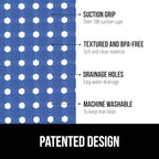 GORILLA GRIP Patented Square Shower Stall Mat, Small Bathtub Floor Mats for Stand Up Showers, Suction Cups, Drain Holes, Machine Wash, Soft on Feet, Bathroom Accessories 21x21 Inch, Royal Blue Opaque