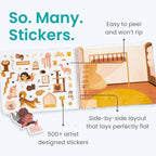 Fashion Sticker Book Activity for Kids, All The Different Rooms by Cupkin, Toddler Airplane Travel Essentials, 500+ Stickers for Kids 12 Scenes + Coloring Book Pages, Child's Gift, Crafts Ages 2-8