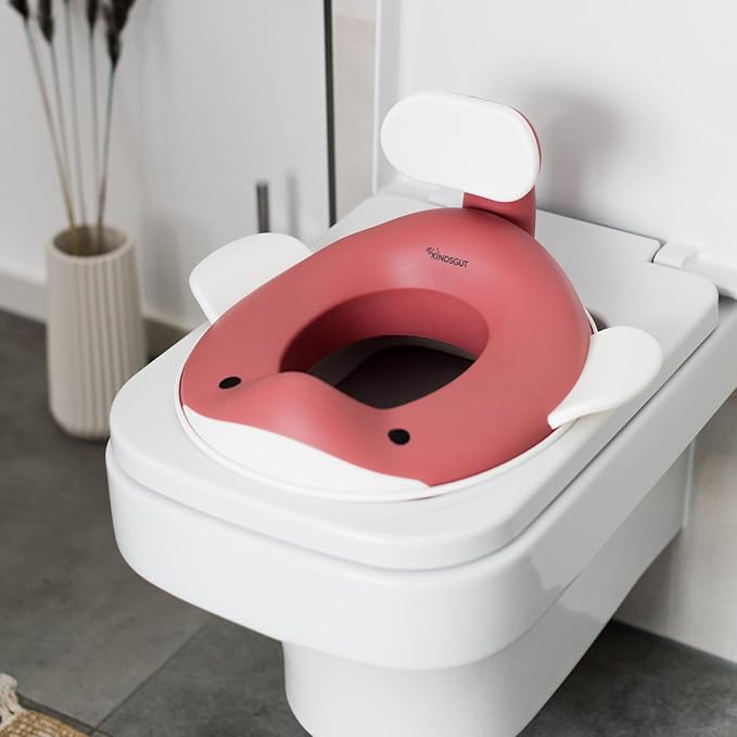 Kindsgut Potty Training Seat in whale design, designed in Germany, suitable for all toilet shapes non-slip toilet seat, Dusty Pink