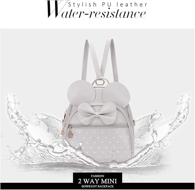 KL928 Girls Bowknot Polka Dot Cute Mini Backpack Small Daypacks Convertible Shoulder Bag Purse for Women