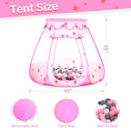 Baby Ball Pit for Toddler with 50 Balls, Kids Pop Up Play Tent for Girls, Princess Toys for Children Indoor & Outdoor Playhouse with Carry Bag (Pink: Pink/White/Gray, 109x90cm/50 Balls)
