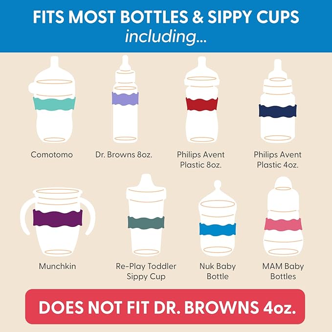 InchBug Orbit Labels Baby Bottle and Water Bottle Silicone Name Bands – Personalized Reusable Label Set for Daycare, Sippy Cups, Preschool, Elementary School, Dishwasher Safe, 4-Pack (Sea Glass)