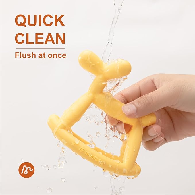 Baby Teether Toys for Teething Relief, Food Grade Silicone Teether with Storage Box and Pacifier Clip, Teething Toys 3-6 Months, Baby Essential (Mist Pink Clip+Box)