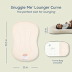 Snuggle Me® Baby Lounger Curve (0-6 Months) - Premium Organic Cotton with Foam Core, Machine-Washable Cover, Buttery-Soft & Breathable Infant Lounger with Travel Bag (30 in x 20 in x 1.9 in) - Natural