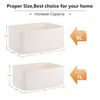 4 Pack Small Storage Shelf Baskets for Organizing, Mini Woven Rope Storage Bins for Towels, Cute Decorative Closet Organizer，Baby Nursery, Gift Empty Baskets -13''Lx8.66''Wx5.11''H-White